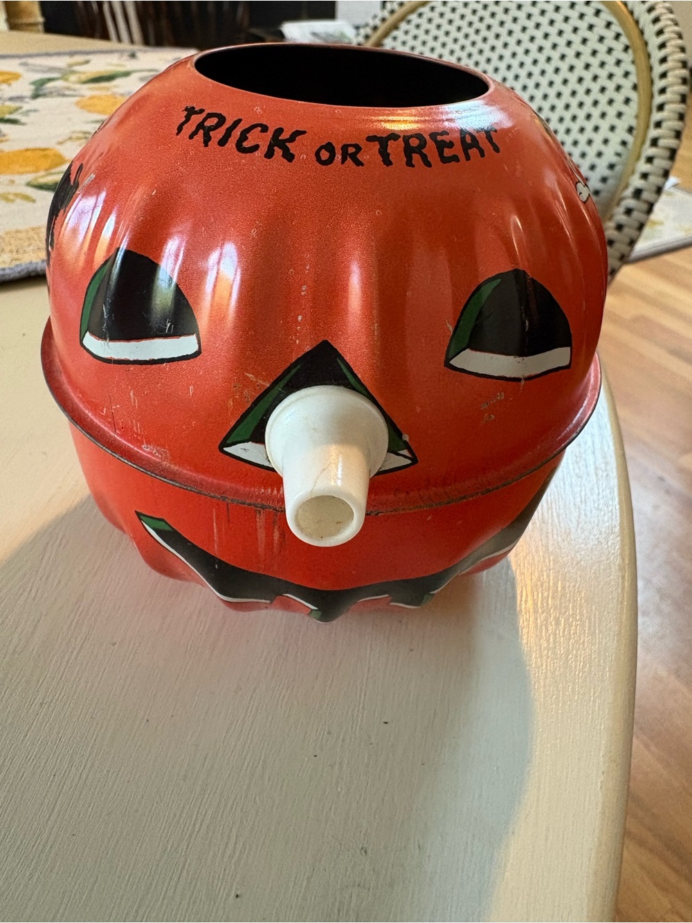 Vintage Trick or Treat Pumpkin Candy Pail - Orange